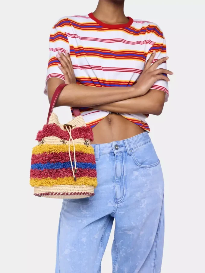 Raffia bucket bag