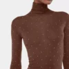 Second-skin turtleneck top in wool