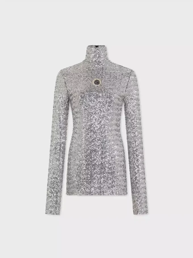Sequin turtleneck top
