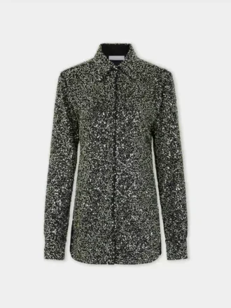 Shirt in crepe with sequin embroidery details