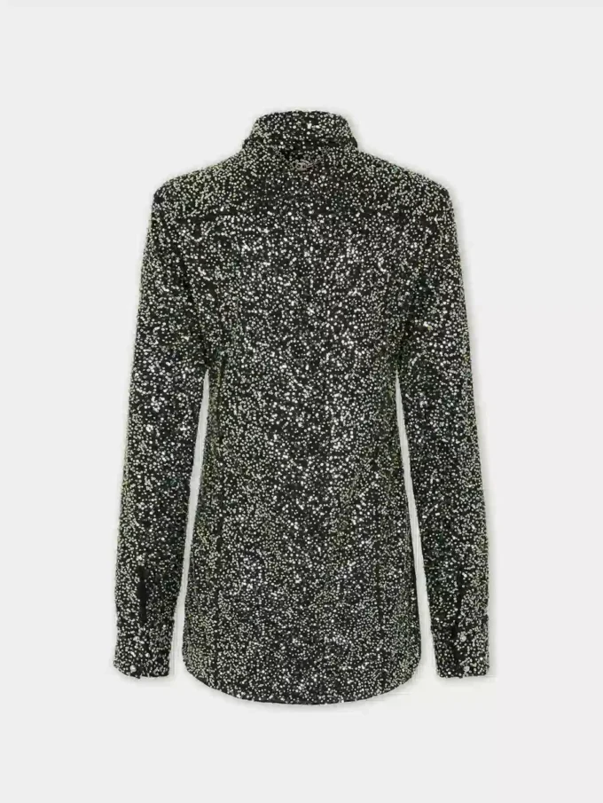 Shirt in crepe with sequin embroidery details
