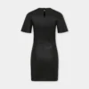 Short gathered dress in lambskin