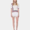 Shorts in denim with embroidery details