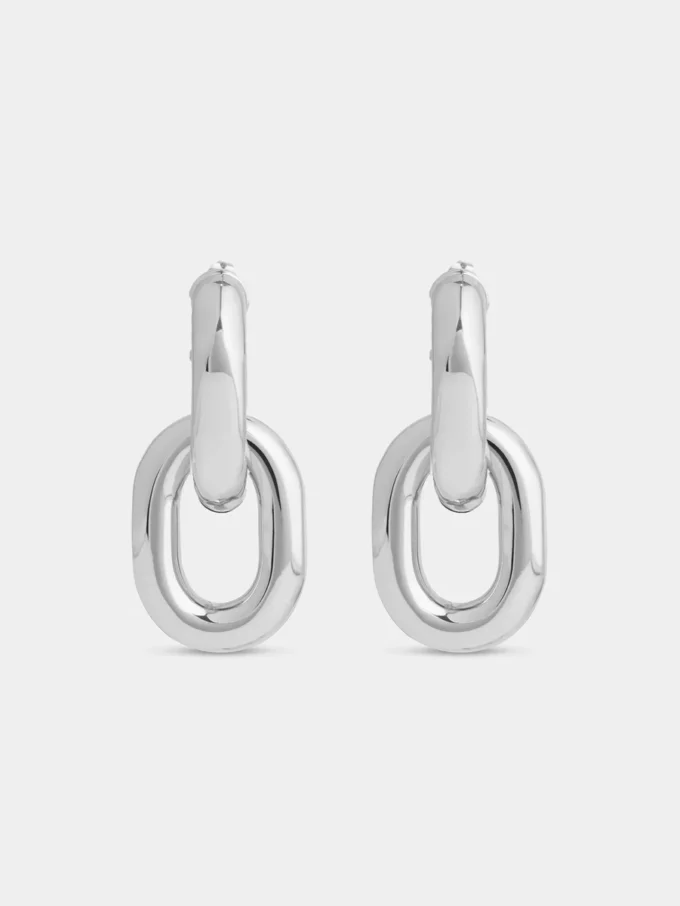 Silver double XL link earrings Silver double XL link earrings