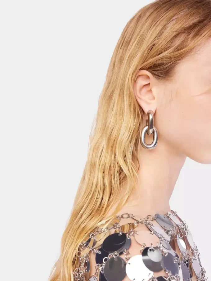 Silver double XL link earrings Silver double XL link earrings