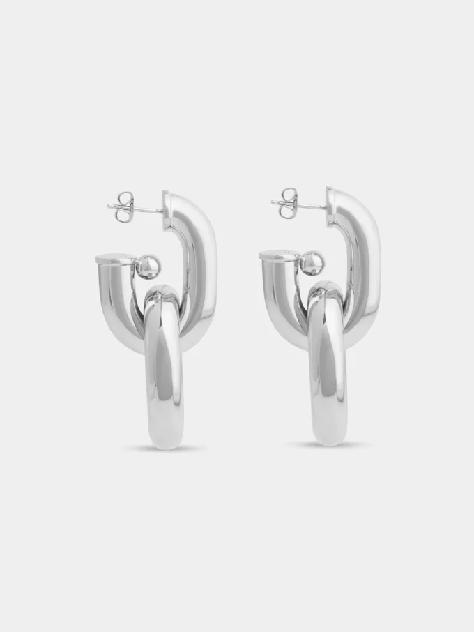 Silver double XL link earrings Silver double XL link earrings