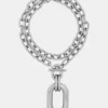 Silver double XL Link necklace with pendant