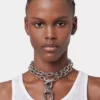 Silver double XL Link necklace with pendant