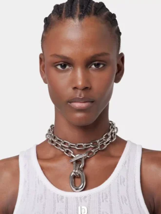 Silver double XL Link necklace with pendant