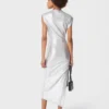 Silver drapé pression dress in lurex
