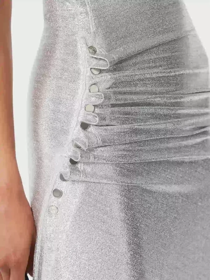 Silver drapé pression dress in lurex