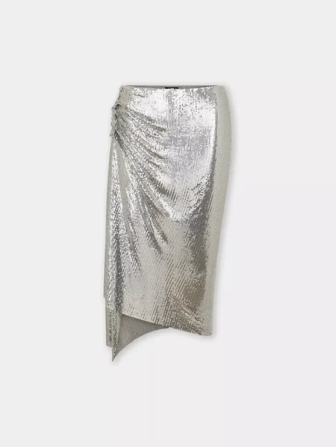 silver draped skirt in chainmail silver draped skirt in chainmail