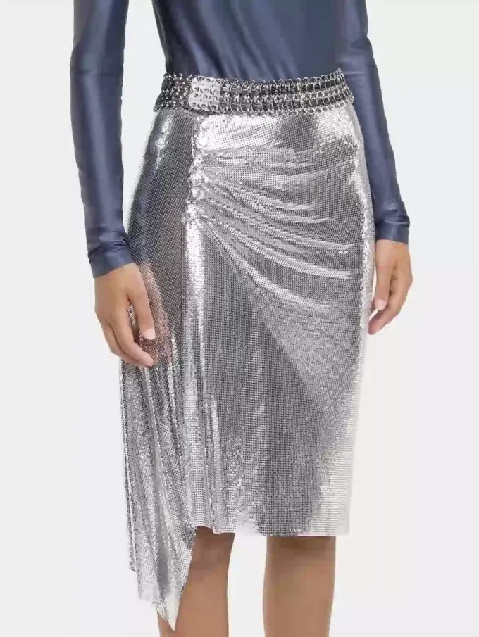 silver draped skirt in chainmail silver draped skirt in chainmail