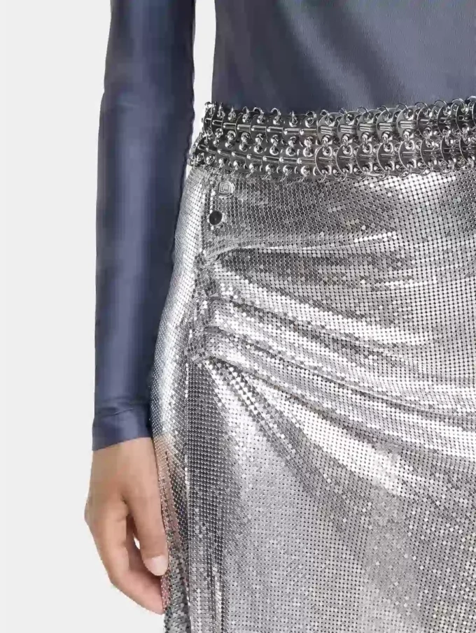 silver draped skirt in chainmail silver draped skirt in chainmail