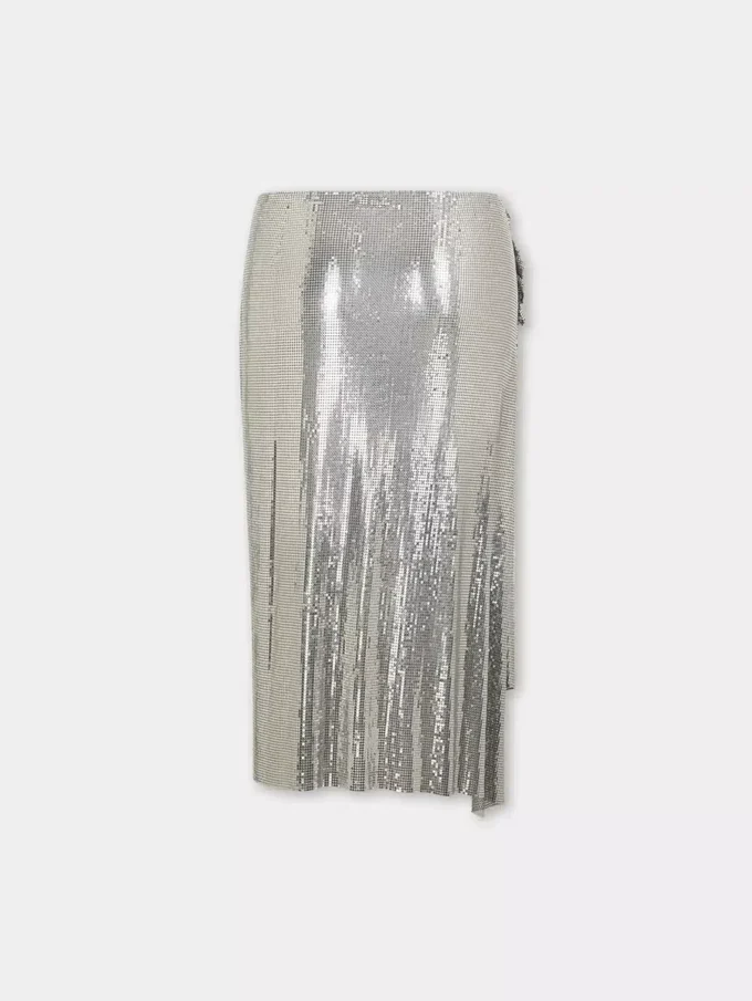 silver draped skirt in chainmail silver draped skirt in chainmail