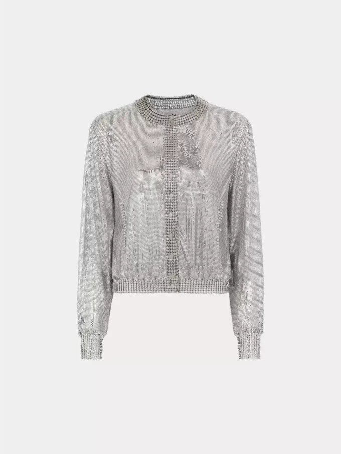 Silver knit bomber jacket