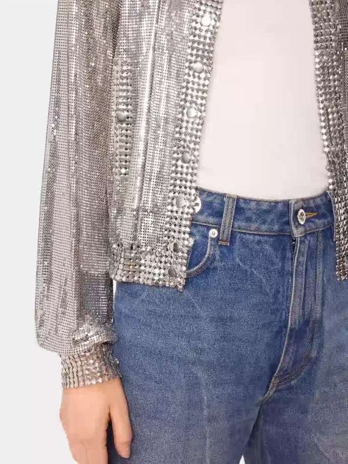 Silver knit bomber jacket