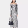 Silver long dress in lace