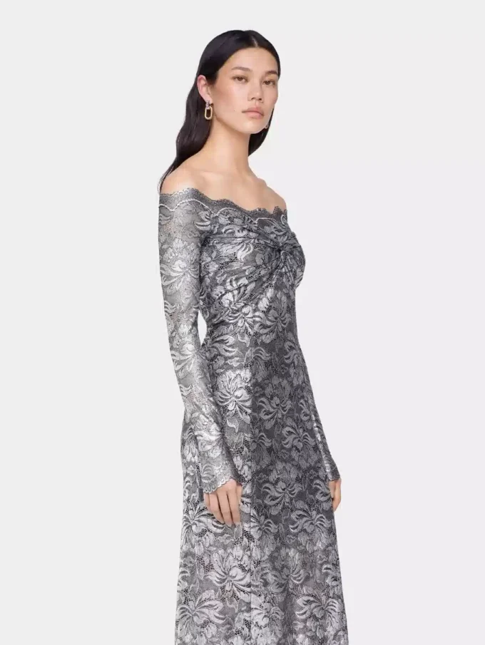 Silver long dress in lace