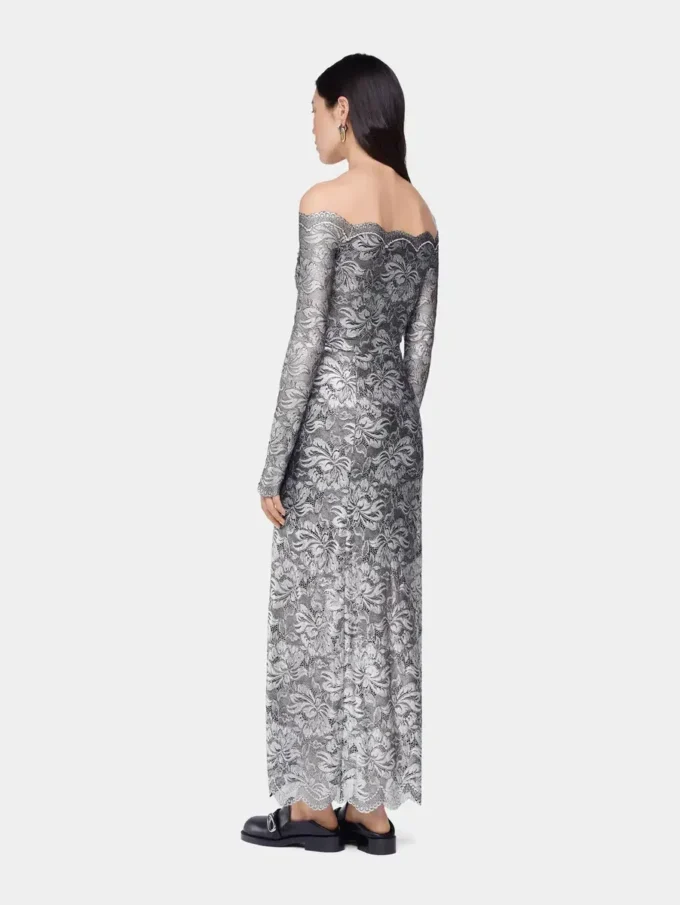 Silver long dress in lace