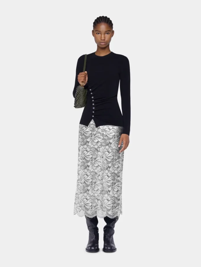 Silver midi skirt in lace