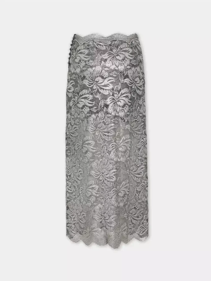 Silver midi skirt in lace