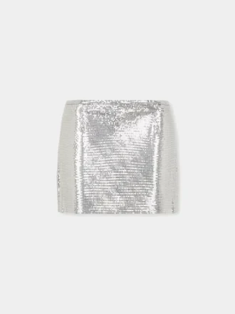 Silver mini skirt in mesh
