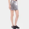 Silver mini skirt in mesh