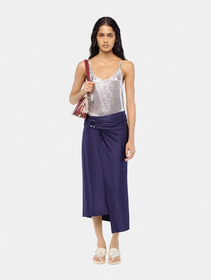 Midi piercing jersey skirt