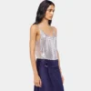 Silver tank top in mesh