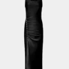 Sleeveless black drappé pression dress
