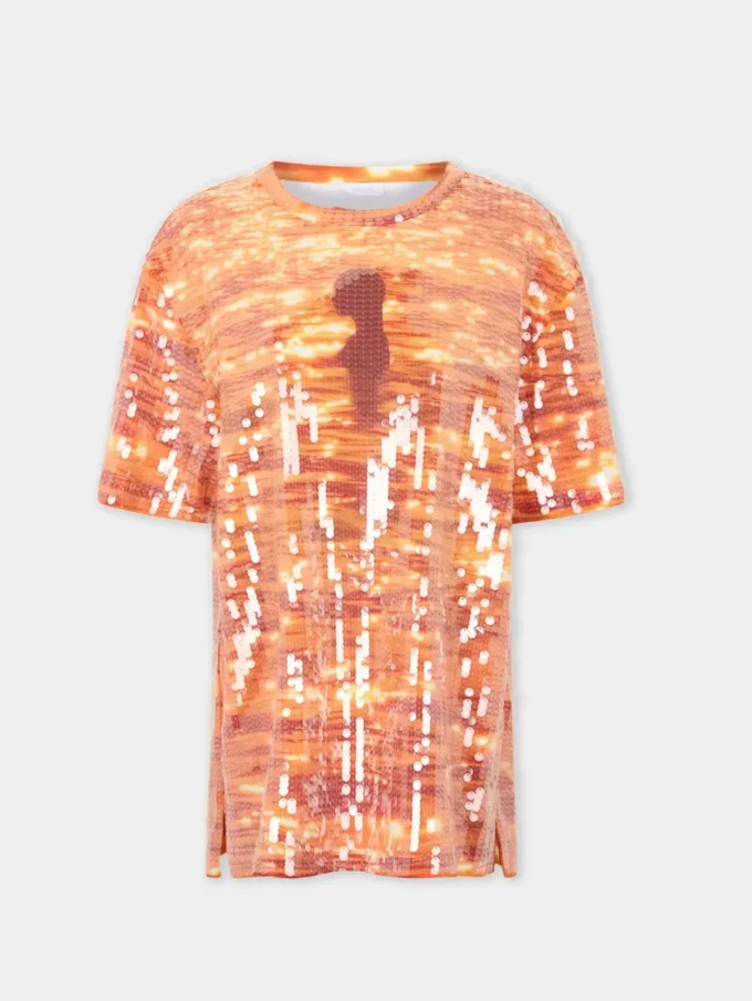 T-shirt mini dress in cotton and sequins