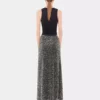 Long skirt in crepe with sequin embroidery details