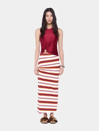 Draped long skirt in jersey