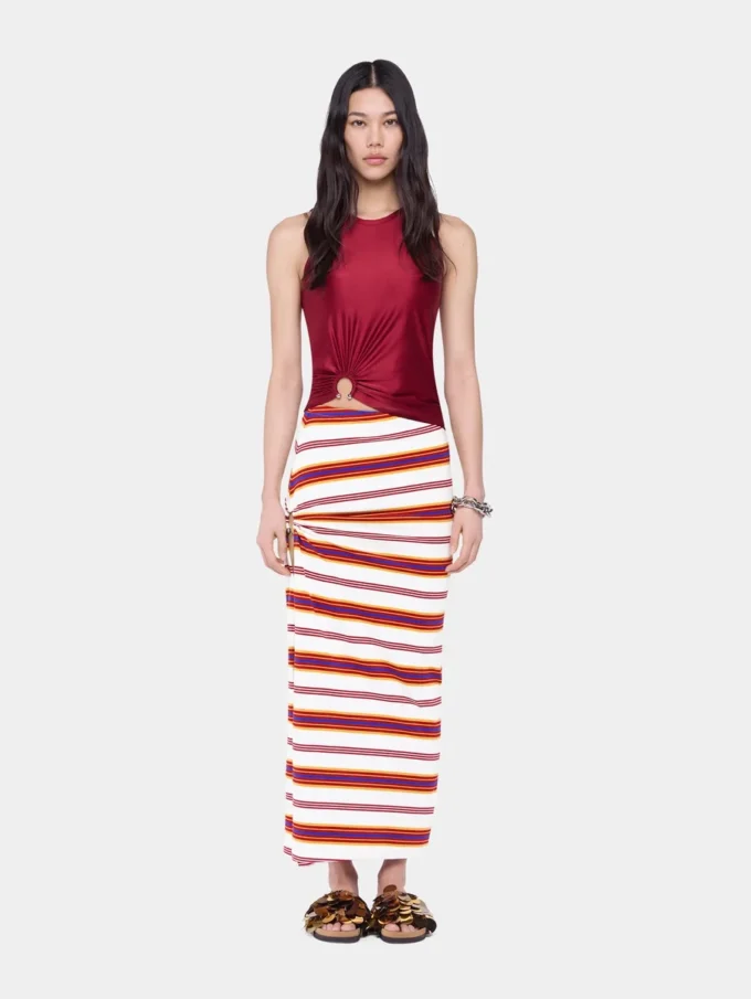 Draped long skirt in jersey