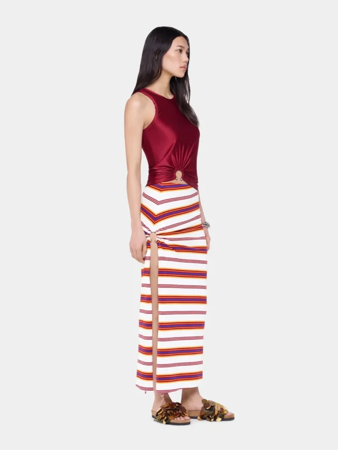 Draped long skirt in jersey