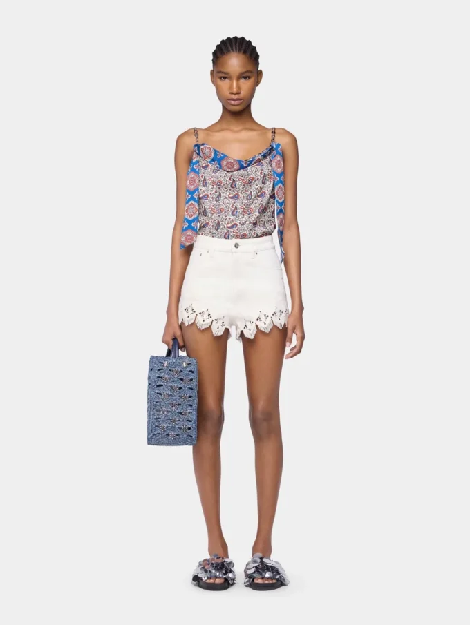 Tank top in printed satin