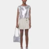 Top in a silver mini mesh Top in a silver mini mesh