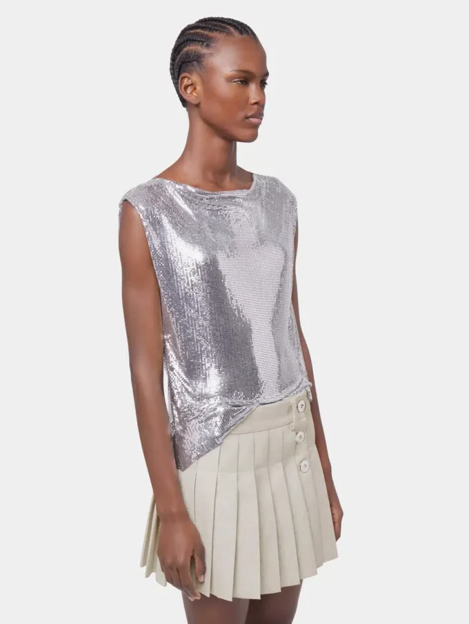 Top in a silver mini mesh Top in a silver mini mesh
