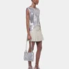 Top in a silver mini mesh Top in a silver mini mesh