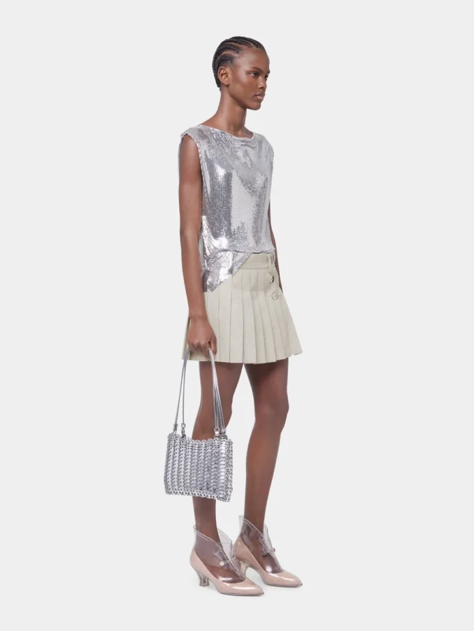 Top in a silver mini mesh Top in a silver mini mesh