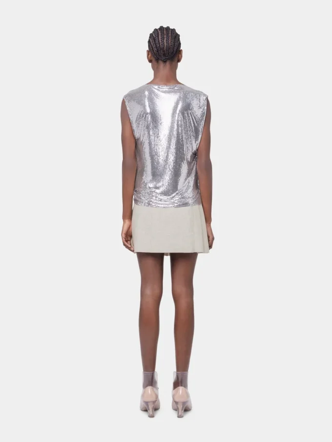 Top in a silver mini mesh Top in a silver mini mesh