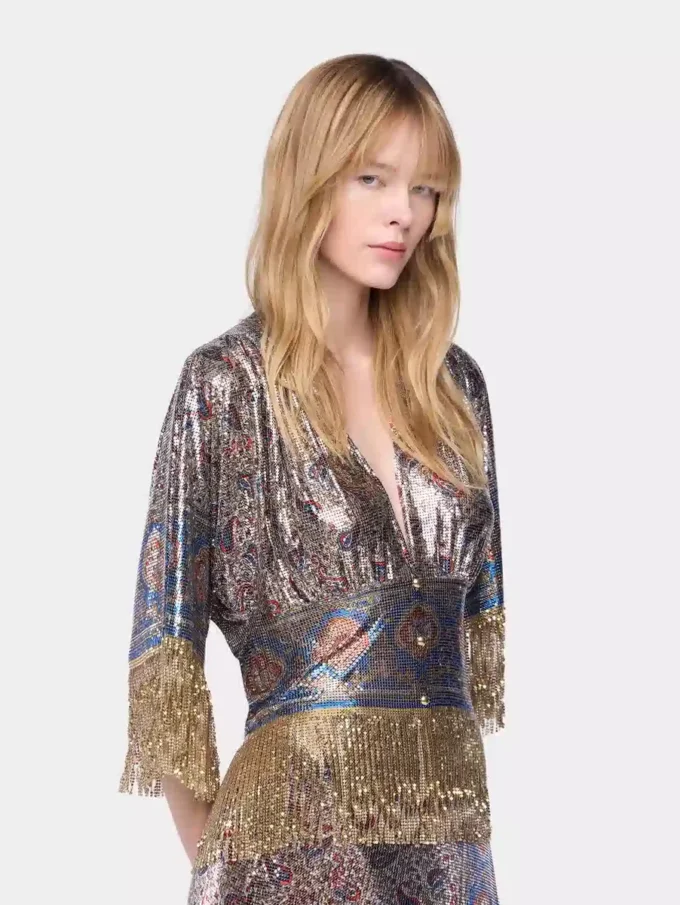 Top in printed mesh