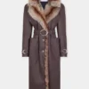 Trench coat with fake fur trims