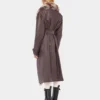 Trench coat with fake fur trims