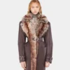 Trench coat with fake fur trims