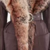 Trench coat with fake fur trims