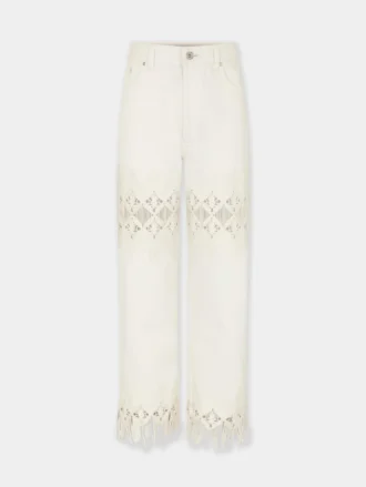 Trousers in denim with embroidery details