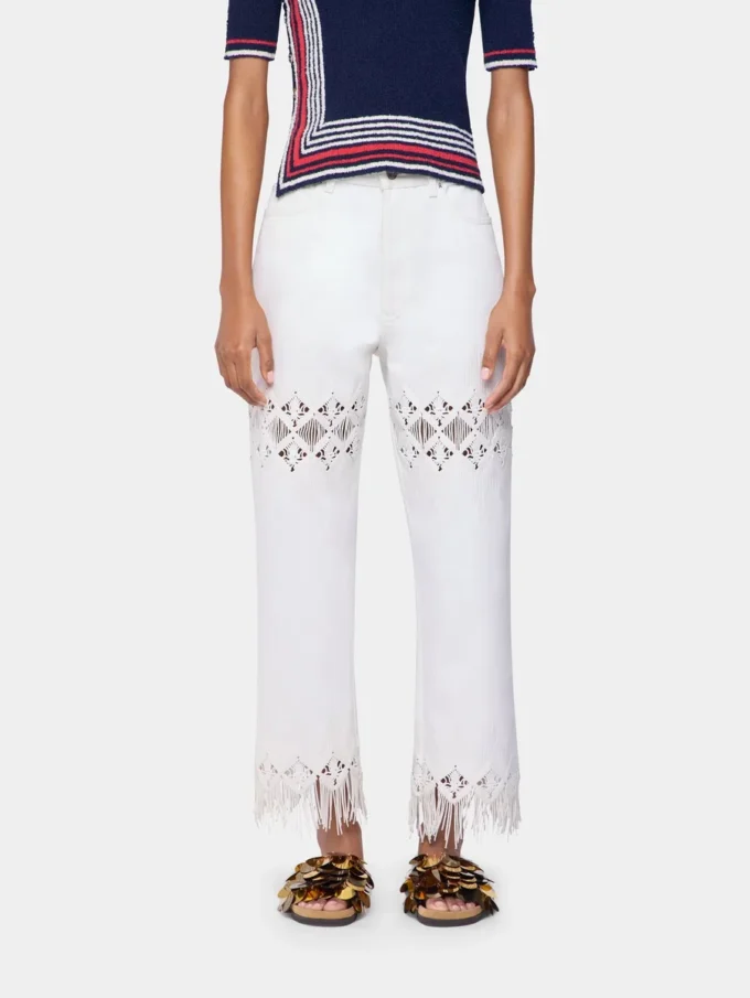 Trousers in denim with embroidery details