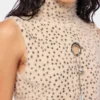 Turtleneck sleeveless top in brushed knit